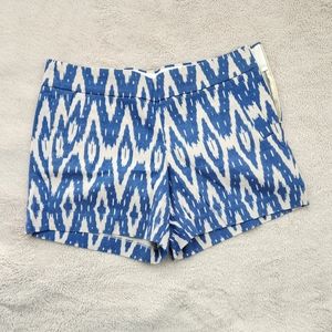 J.Crew - Women's Blue/White Ikat Print Chino Flat Front Twill Shorts Size 10
